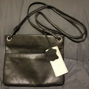 Margot NY leather bag, black, crossbody